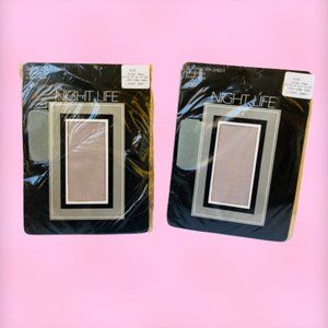 NIGHT LIFE VINTAGE Light Gray Ultra Ultra Sheer Pantyhose Size Tall - 2 Pairs